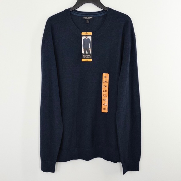 Banana Republic Other - Banana Republic Merino Wool Sweater Men's XXL Navy Crew Neck Lightweight NWT